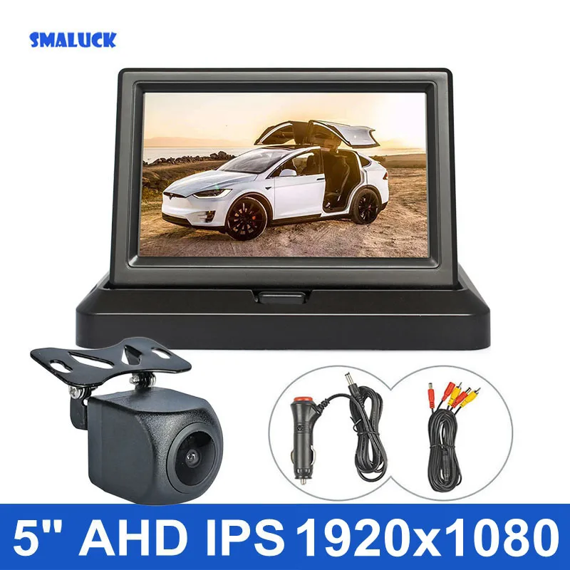 

SMALUCK 5inch AHD IPS 1024x600 Backup Car Monitor 1920*1080 HD 170 Degree Starlight Night Vision Car Camera Vehicle Reverse