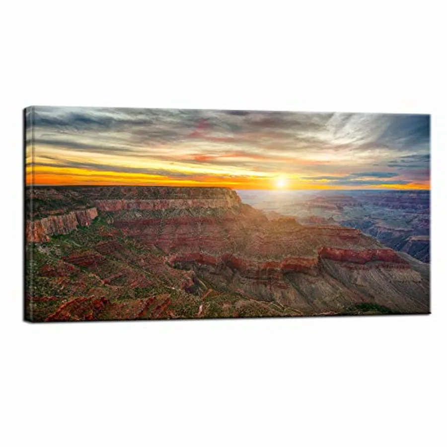 

National Park Canvas Wall Art Beautiful Sunset at Grand Canyon Arizona USA Scenery Picture Print on Canvas Modern Home Living R
