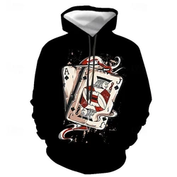 Trend Poker Graphics Hoodie Fashion Autumn Long Sleeve Mens Cool 3D Printed Hoodies Loose Streetwear Personalization Sweatshirts