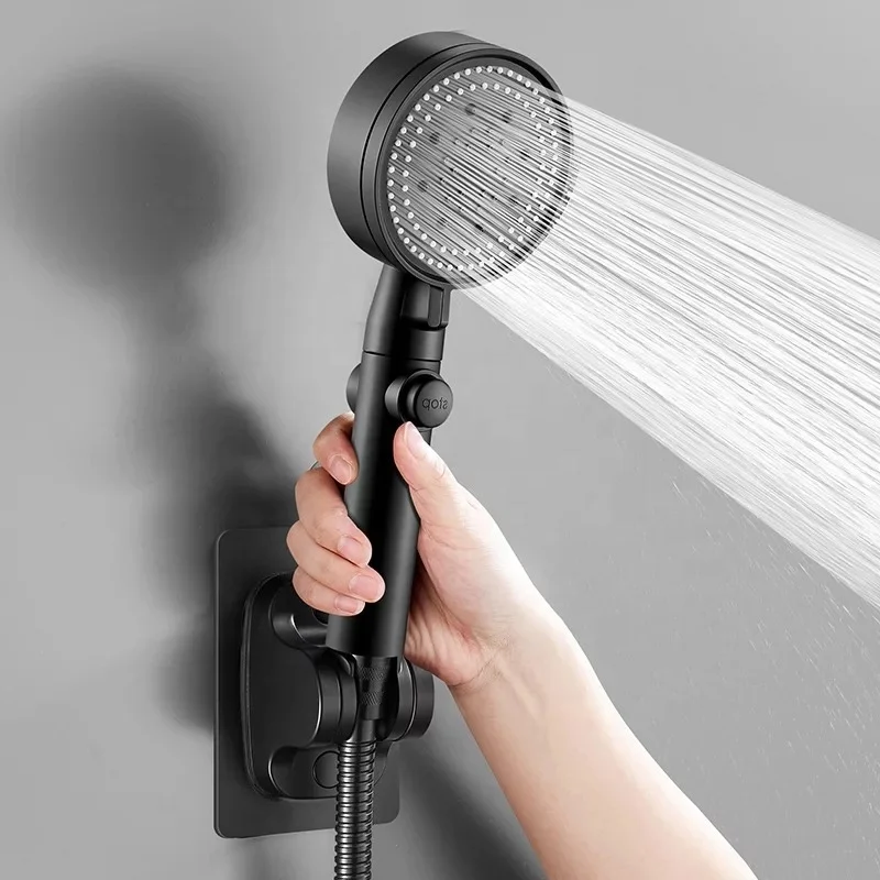 

5 Function High Pressure Handheld Shower Head Water Saving Black 5 Modes Adjustable Shower with on and off Filter