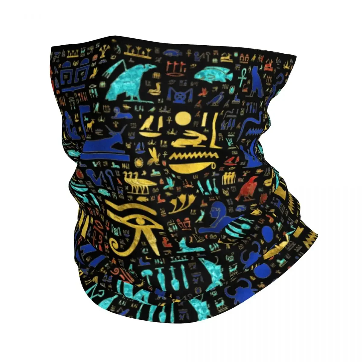 Ancient Egyptian Hieroglyphs Winter Headband Neck Warmer Women Men Ski Running Tube Scarf Egypt Symbol Face Bandana Gaiter