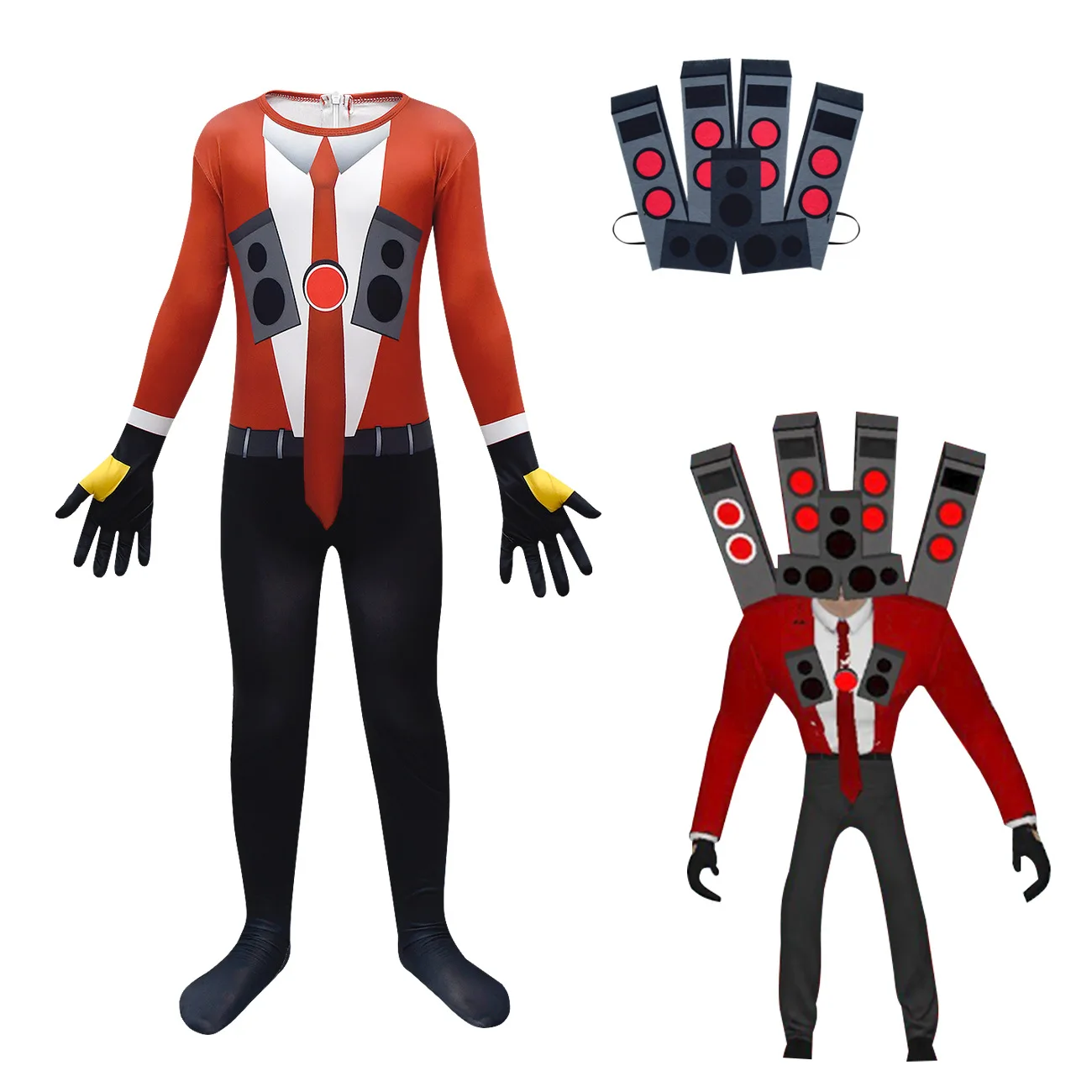 Skibidi Toilet Man vs Monitor Costume Kids Boys TV Man Camera Man Cosplay Horror Game Jumpsuit Halloween Birthday Party Costume