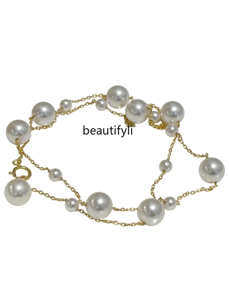 

Gypsy pearl design sense size bead collarbone chain versatile neck chain female