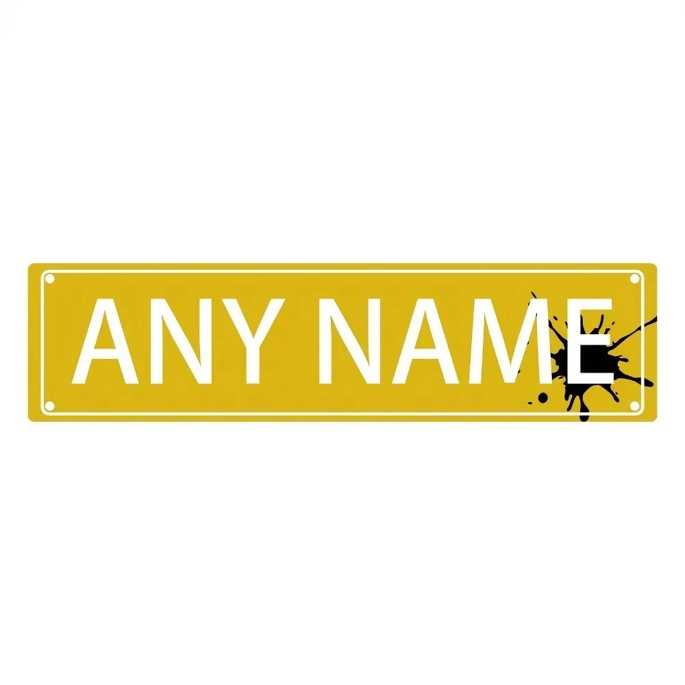 [CIFbuy][2D Flat]Custom Yellow Ink‑Splash Aluminum Street Sign,Personalized Any Name Long Narrow Wall Decor(Only For Decoration)