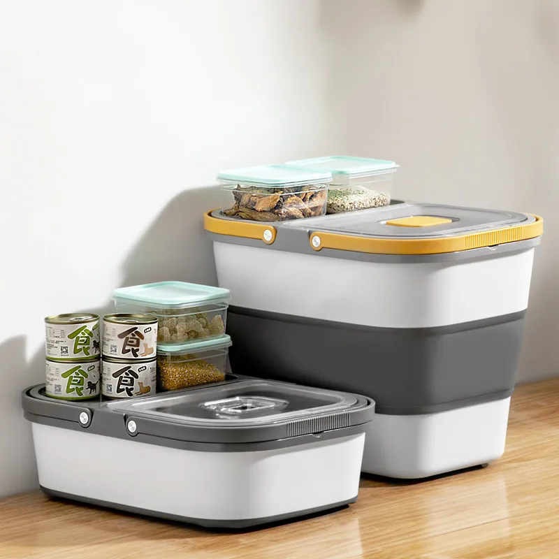 دلو أرز كبير قابل للطي مقاوم للرطوبة والحشرات دلو قابل للطي بسعة 25 لتر دلو تخزين أغذية الحيوانات الأليفة