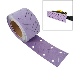 Papel de lija cepillado a mano, rollo de hoja de lijado rasgado a mano para pulido de coche, color morado, 12M, 70MM