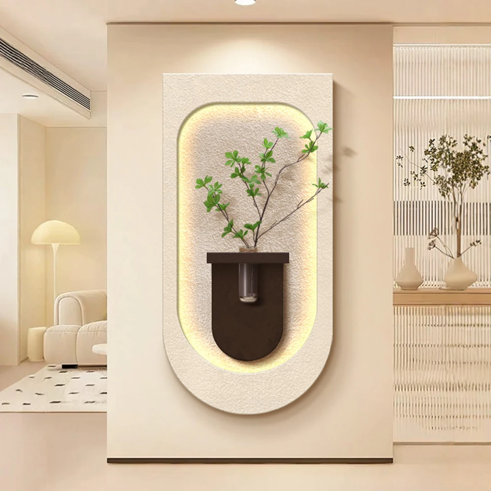 Producto estrella: Nueva tendencia nórdica, pintura decorativa con superficie de arenisca con protección UV, luces LED y jarrones con plantas verdes para decorar interiores.