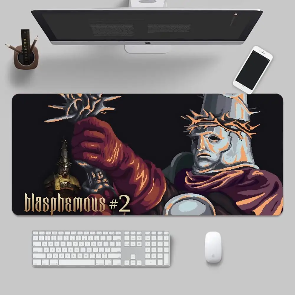 Gamer B-Blasphemous Mouse Pad Tapetes de Mesa Teclado, Borracha Kawai, Tapete de Mesa Antiderrapante, XXL90x40cm