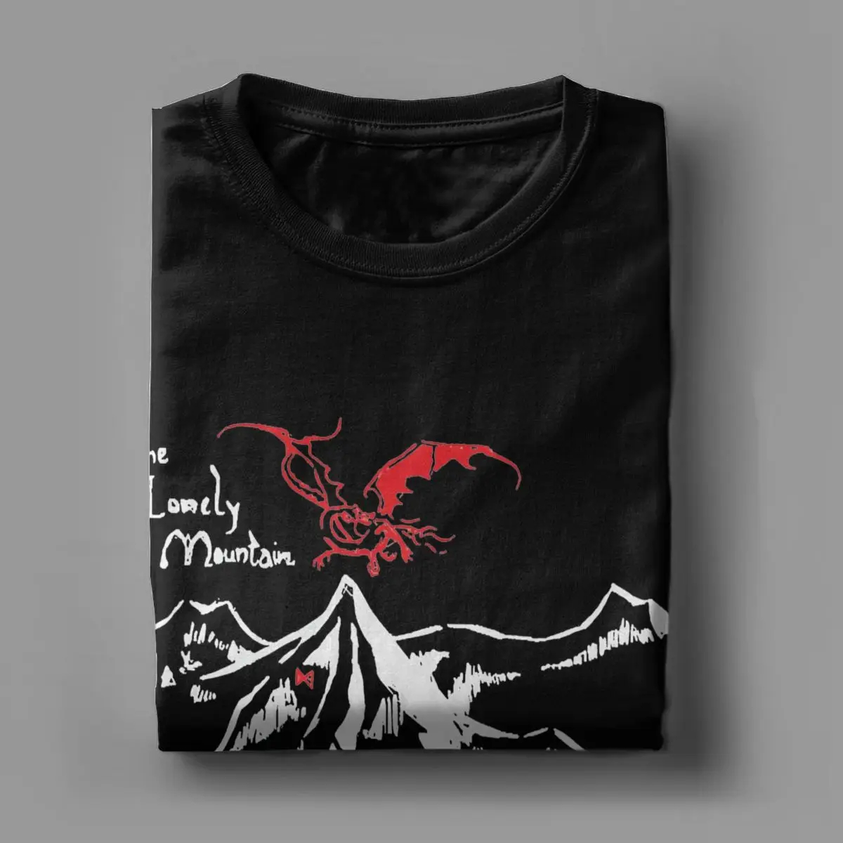 Men T-Shirt Lonely Mountain T-The L-Lords Of The R-Rings Mordor Vintage 100% Cotton Tees Short Sleeve T Shirt Tops Plus Size