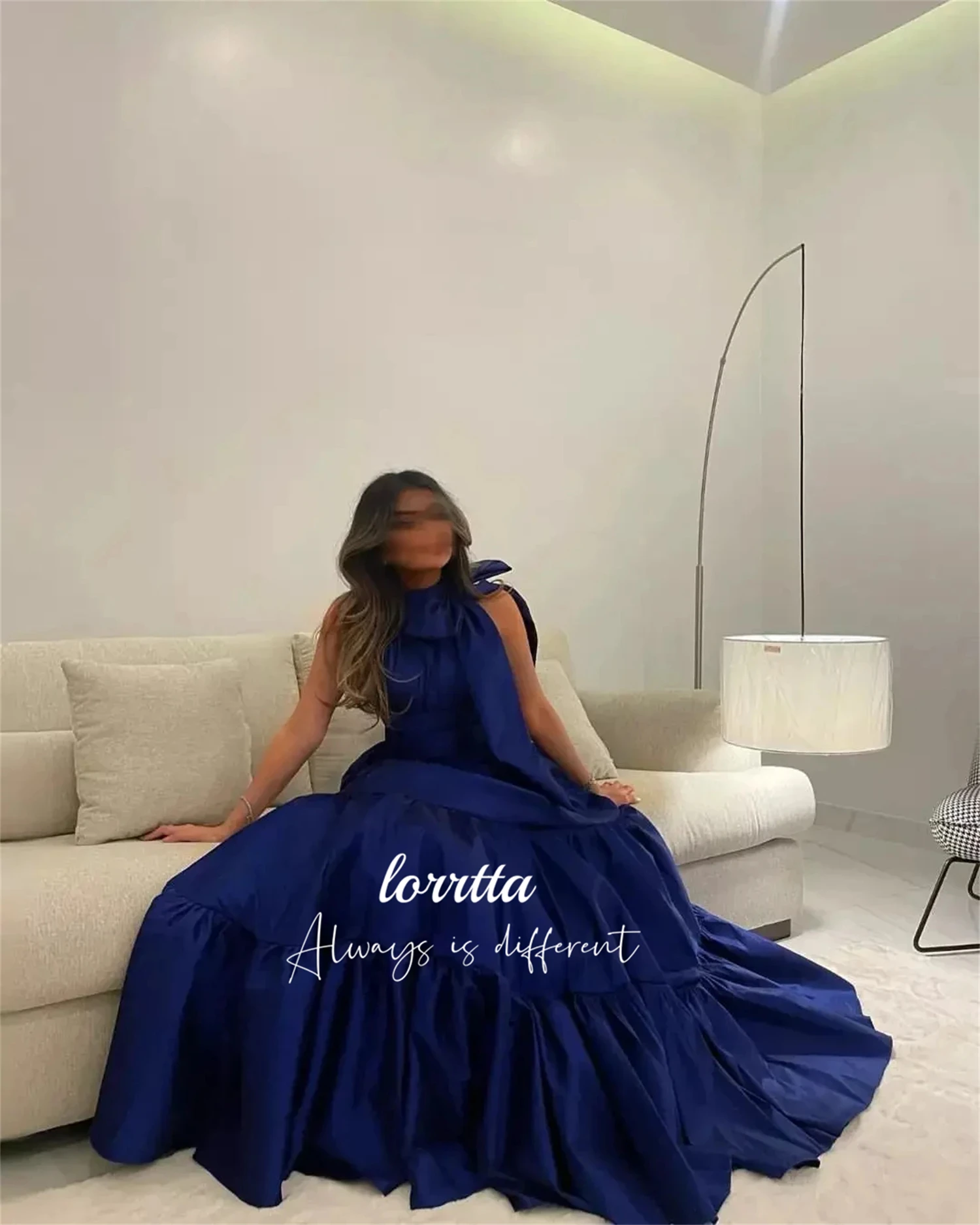 Lorrtta Satin Blue Boss Evening Dress Line A Eid Party Prom Dresses 2024 Robe De Soiree Femmes Ball Gowns  Gala Customized