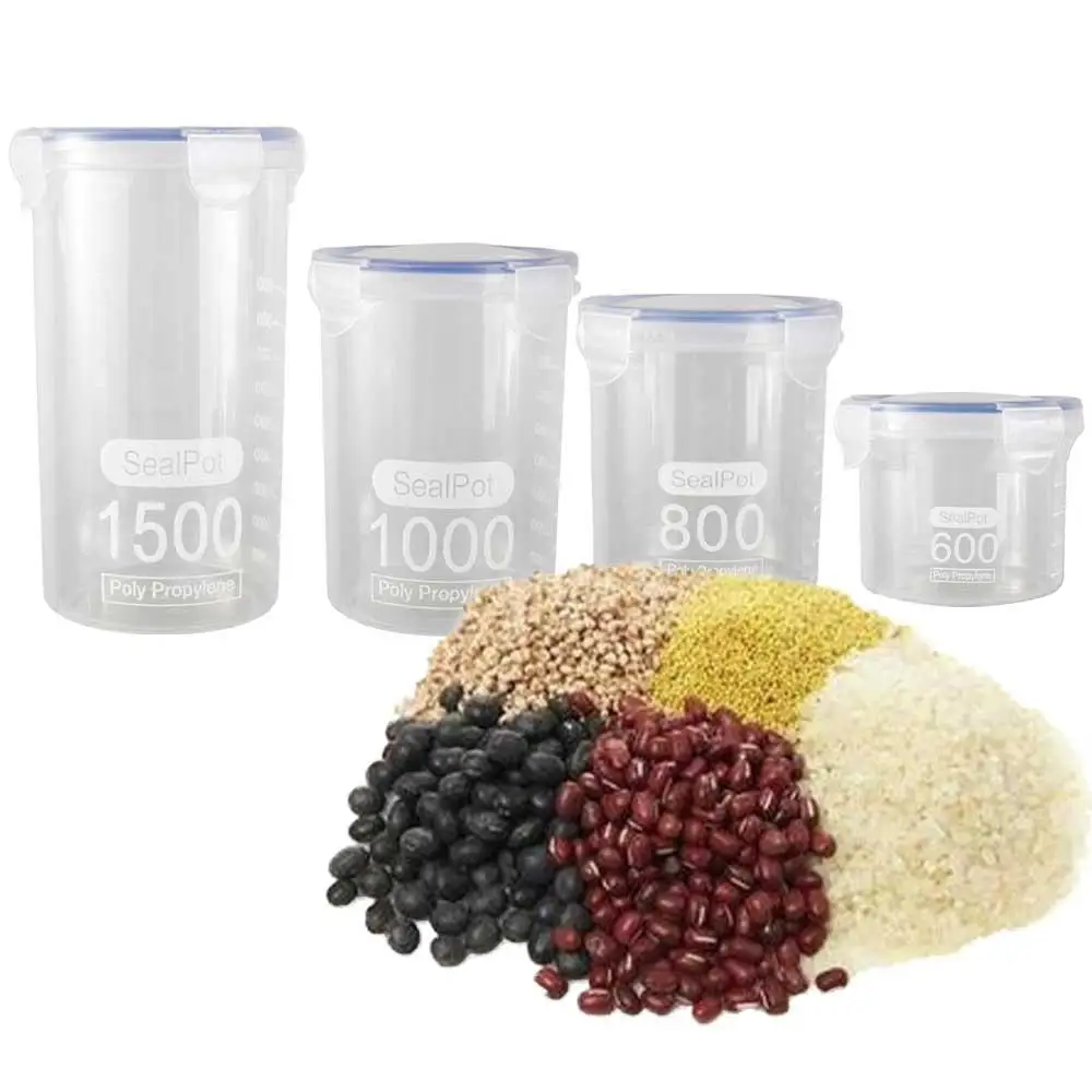 1 Pc PP Plastic Food Sealed Jars Transparent Kitchen Storage Boxes Bulk Cereals Grains Sugar Food Container Home Storage