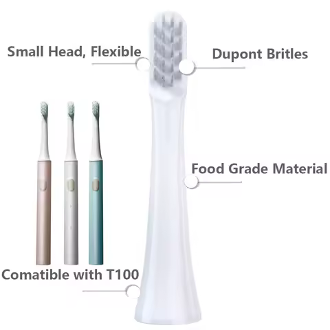 8 Pcs Replacement Brush Heads For XIAOMI MIJIA T100 Sonic Electric Toothbrush Head DuPont Soft Bristle Nozzles Vacuum Packing