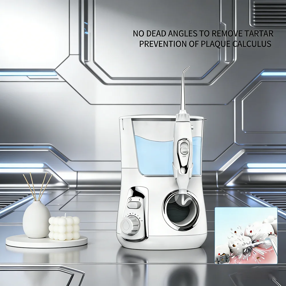 

800ML Desktop Dental Water Irrigator, 10 Oral Care Settings, 5 Nozzles, Efficient Water Flosser to Reduce Bad Breath & Plaque