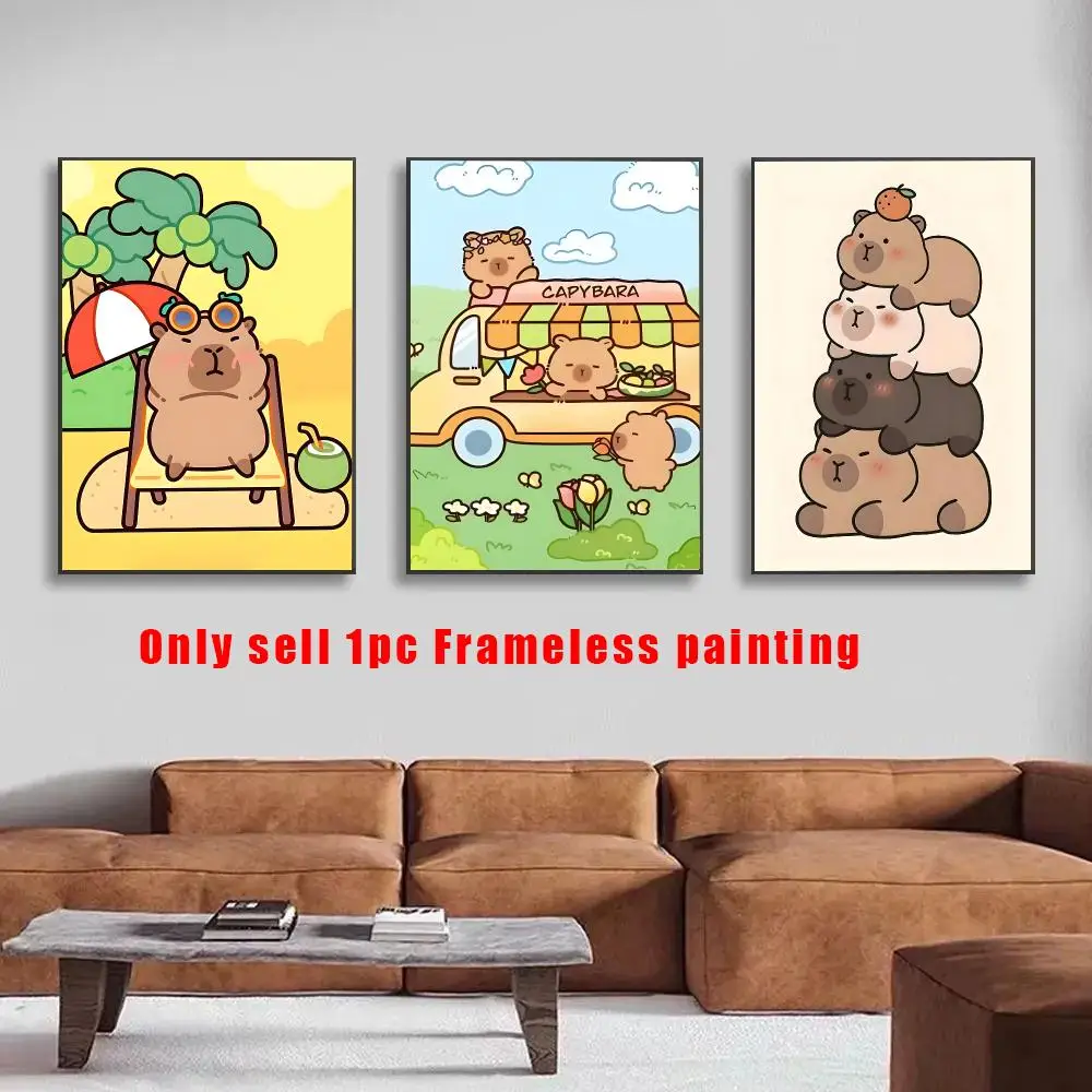 Cute Capybara Poster HD Self-Adhesive Wall Decals For Living Room & Bedroom Home Decor Gift