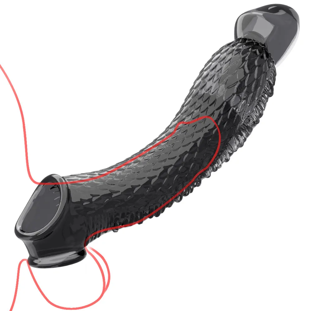 Reusable Penis Extender Sleeve High Elastic Condoms Soft Penis Extender Delay Ejaculation Adult Sex Toys For Men