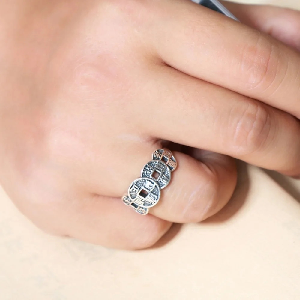 خاتم نحاسي قابل للتعديل للرجال والنساء ، خمس كلمات ، يجذب الثروة ، تميمة مفتوحة النهاية ، إكسسوارات عتيقة