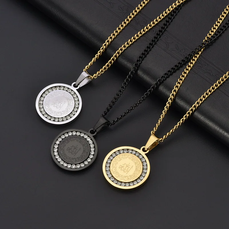 Runde Marke Kristalle Pullover Kette Titan Stahl Männer Frauen Personalisierte Mode Lange Halsketten Schmuck – Detail 3