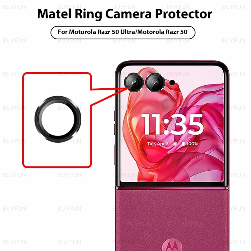 Metal Lens Ring Cover For Motorola Razr 50 Ultra Case 3D Alloy Camera Protector Moto Razr50 50Ultra Razr50Ultra Tempered Glass