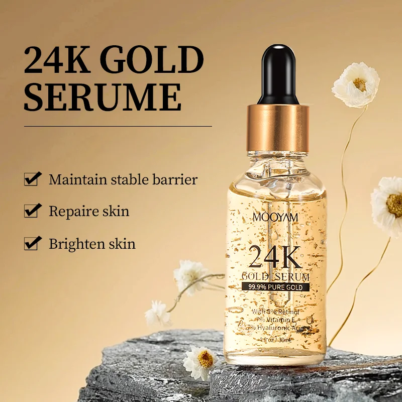 24K Gold Hyaluronic Acid Facial Essence Collagen Moisturizer Face Serum 24K Gold Skin Care Product