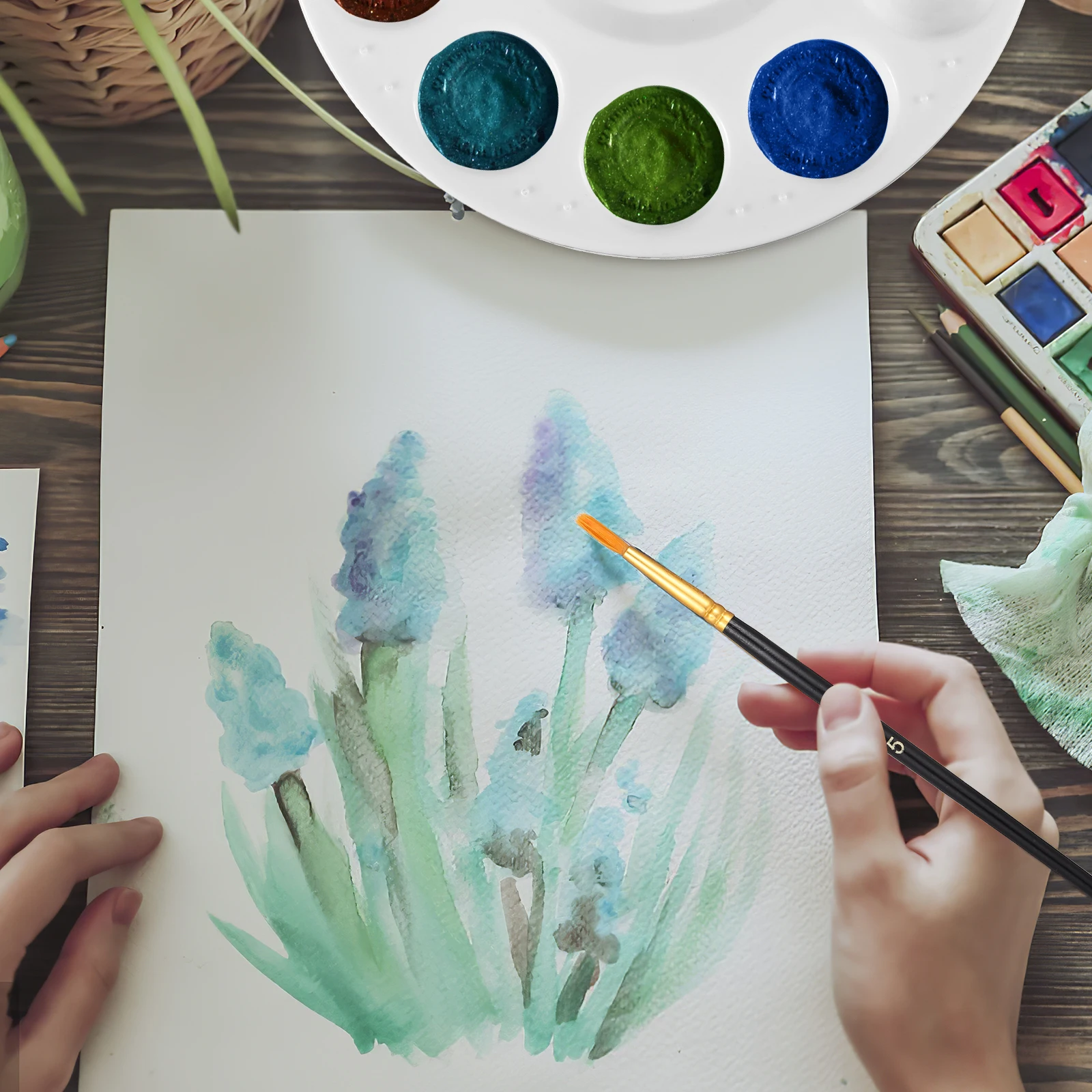 

Oil Paintbrush Palette Set Acrylic Watercolor Plastic Tools Kids Artists Brushes Ideal Gift Children Beginners paint brush
