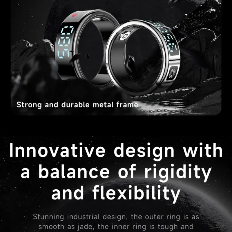 2025 Tech Smart Ring Health dla mężczyzny Kobieta z ekranem Tętno Krok Przypomnienie dla Xiaomi Huawei Iphone 16 Ring Smart Display