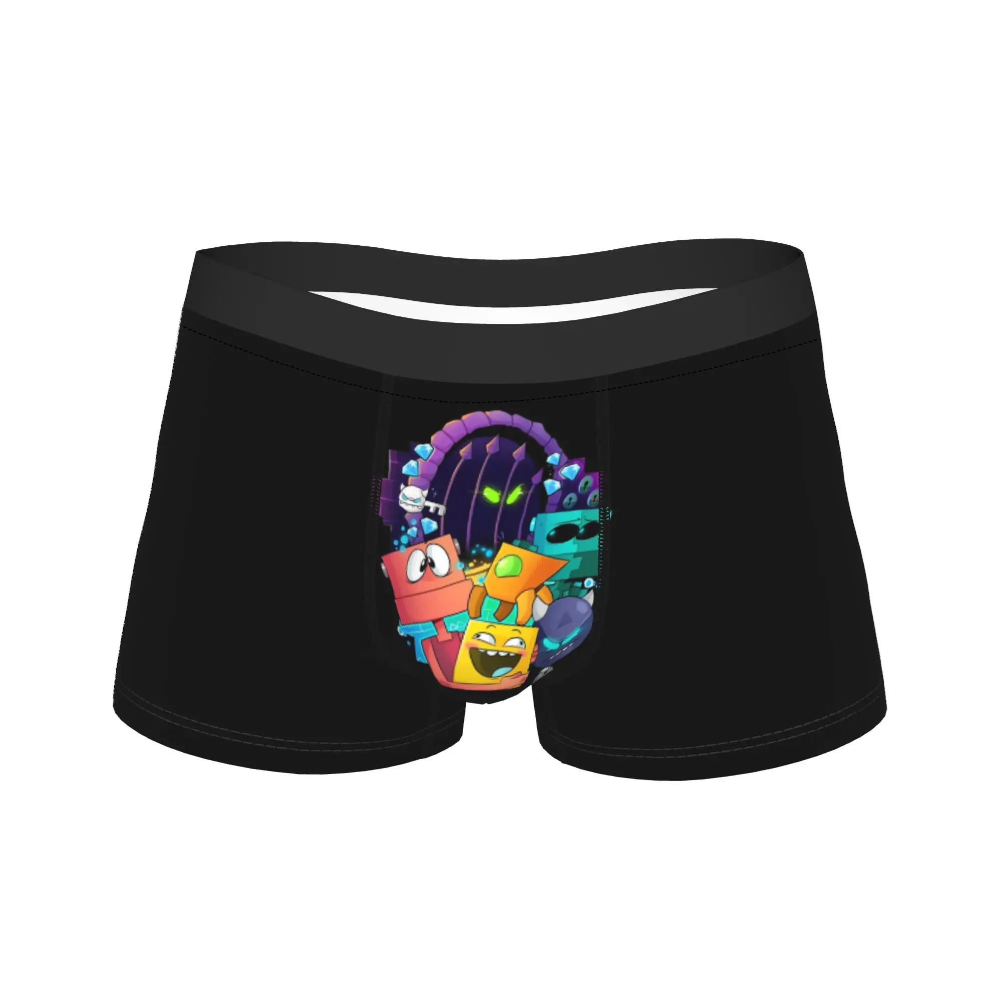 Men Geometrys Dashs Game Long Underwear  Humor Boxer Briefs Shorts Panties Male Breathable Underpants Plus Size