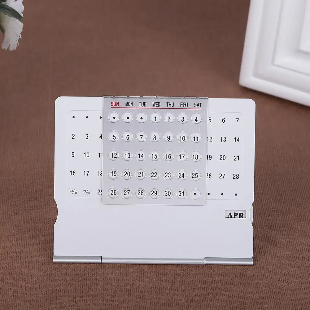 

Aluminium Alloy Perpetual Calendar Adjustable Assembling Calendar Room Decoration Foldable Silvery Durable Household Accessories
