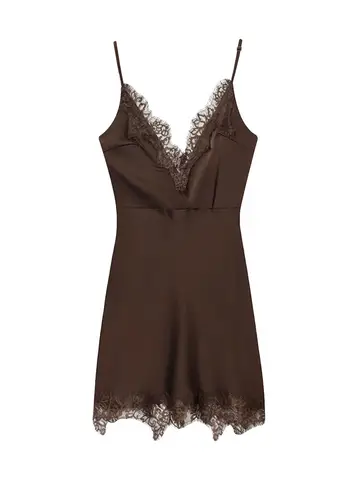 HH Women's 2026 Summer Personalized Fashion V-neck Suspender Lace Dress Female Sexy Zipper Backless Streetwear Slim Dress Mujer