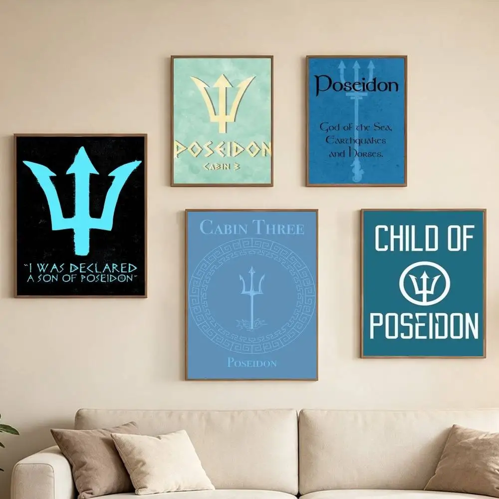 Son Daughter Poseidon Greek  Poster Waterproof Wall Art Sticker For Bar Living Room Vintage Decor High Quality Print Gift