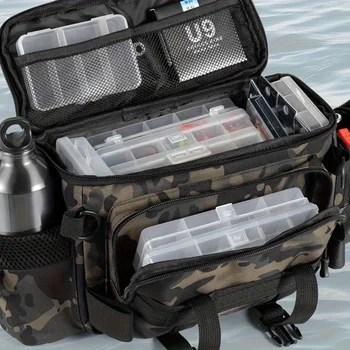 A practical fishing gear bag - canvas waist bag crossbody shoulder bag, universal travel sports bag