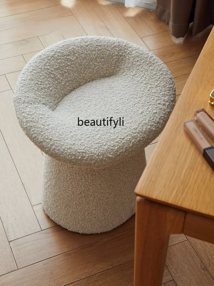 

zq Dressing Stool Chair Soft and Adorable Silent Style Art Solid Wood Bedroom and Household Simple Cosmetic Chair