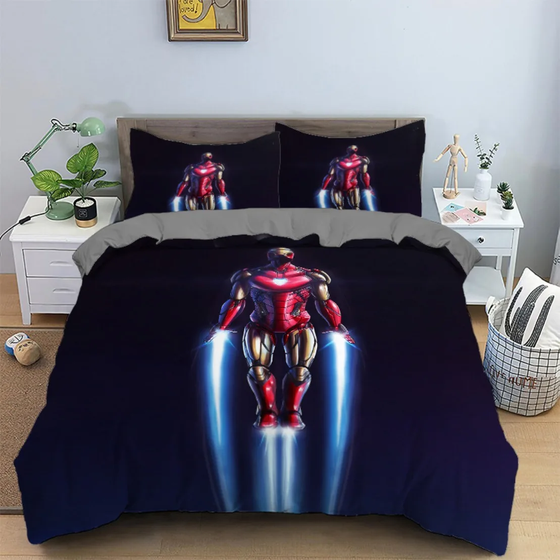 

The Avengers Irons Mans Bedding Set,Iron Man Tony Stark Duvet Cover 3D Printing Home Decoration Pillowcase Quilt Cover Set Gift