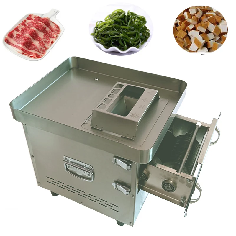 New Multi-functional Benchtop Meat Cutter High-Power Automatic Stainless Steel Machine Removable Blade for Dicing Meat Slicing