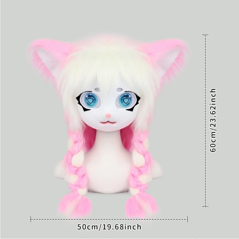 Máscara fantasia pelúcia realista, acessório dramatização para festas Halloween, eventos cosplay e