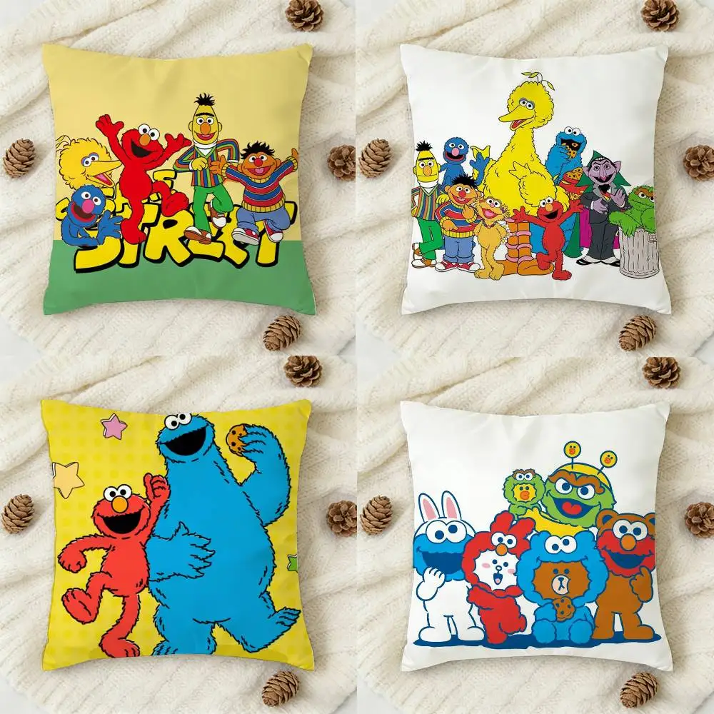 

Cute cartoon S-Sesame Street Double-sided Printed Square Decorative Cushion Cover for Sofa Living Room Home Decor