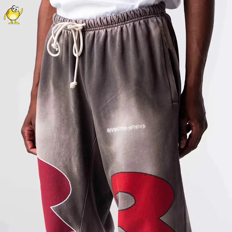 

Good Quality Brown Streetwear RRR123 Pants Men Woman Casual Couple Drawstring Washed Joggers Sweatpants