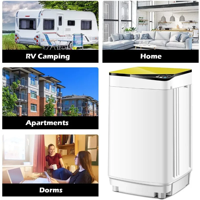 ポータブル洗濯機と脱水機 7.7ポンドの容量 コンパクトな洗濯機、内蔵バレルライト排水ポンプと長いホース付き