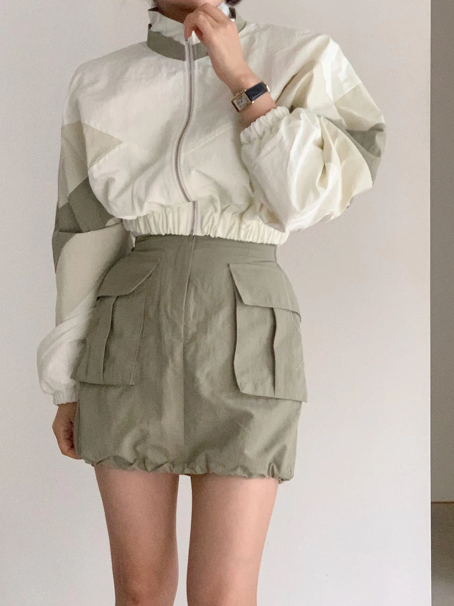 

Женское свободное пальто, куртка с воротником-стойкой, лоскутная юбка с застежкой на талии, комплект Faion, весна 20л.