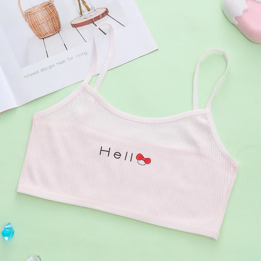 3Pcs New Cotton Developmental Girls 7-14 Years Old Thin Section Chest Underwear Comfortable Camisole Single Layer Student Bra