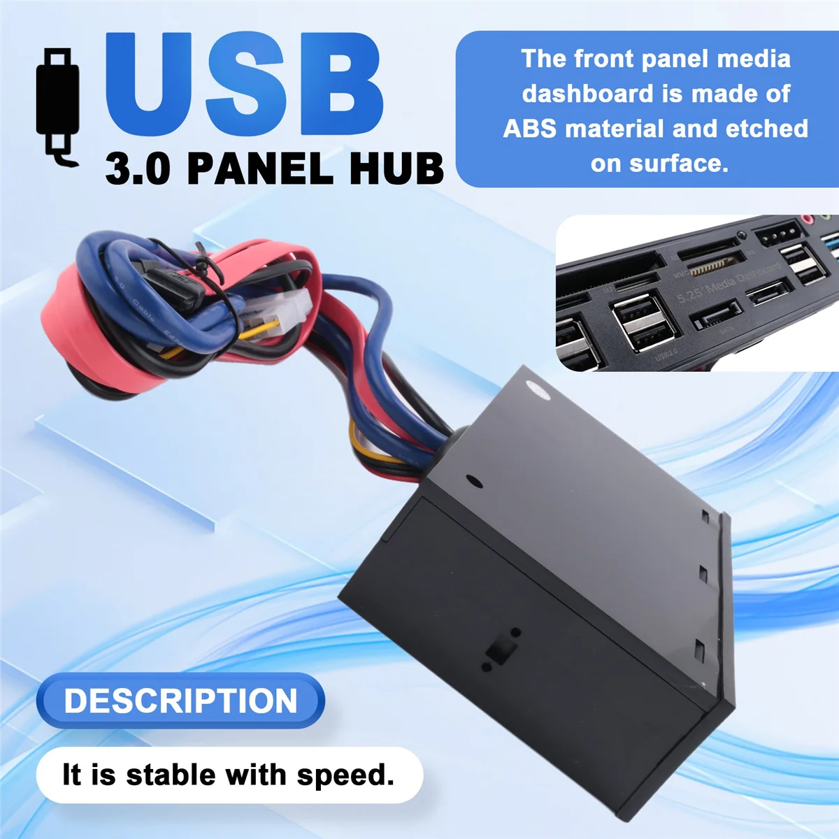 

A55T5.25 Inch Usb 3.0 Front Panel Pc Usb 3.0/2.0 Hub E-Sata Sata Audio Multi Card Reader for Computer Case Optical Drives Bay