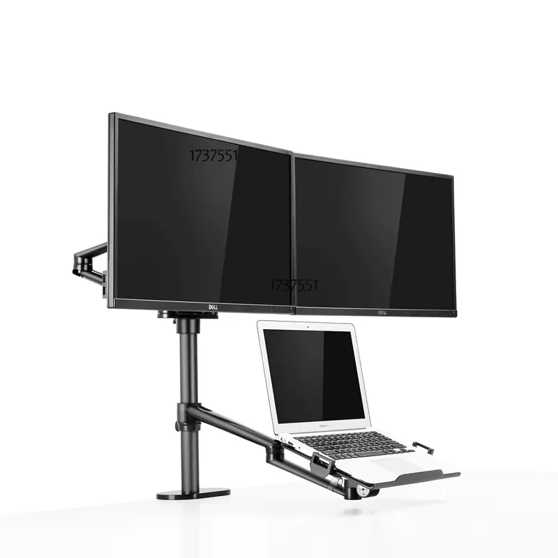 OL-10T Aluminum Height Adjust Desktop Dual 17-32 Inch Monitor Holder+12-17 Inch Laptop Holder Stand Full Motion Triple Mount Arm
