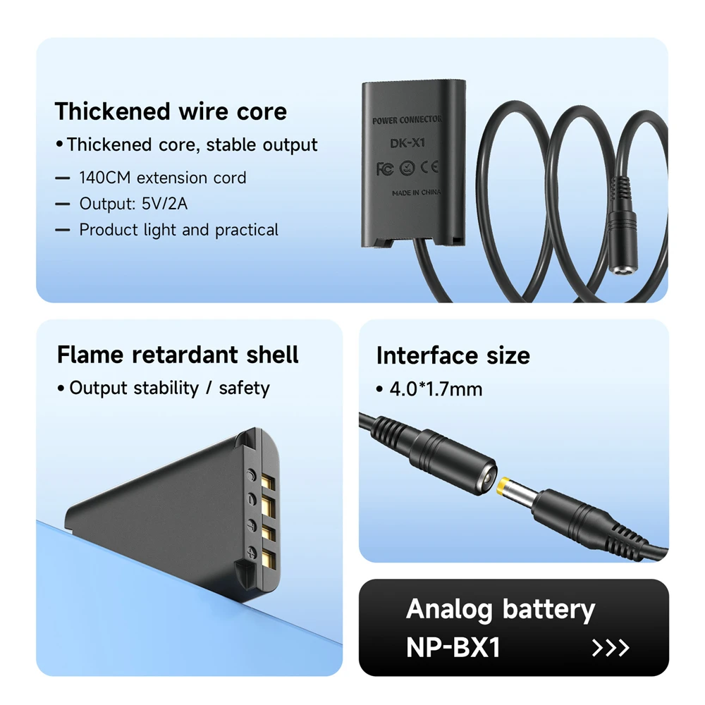 PALO NP-BX1 Dummy Battery with USB-A Type-C Power Adapter DC Coupler for Sony ZV-1 RX100 M7 M6 M5 RX1R HX50 HX90 HX300 HX400