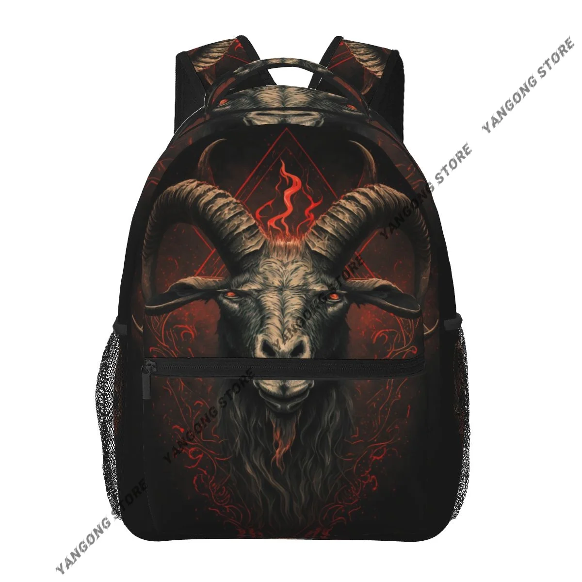 Goat Head With Horns Satanic Symbol Backpack School Bags Casual for Teenager Girls Shoulder Bag Travel Bags