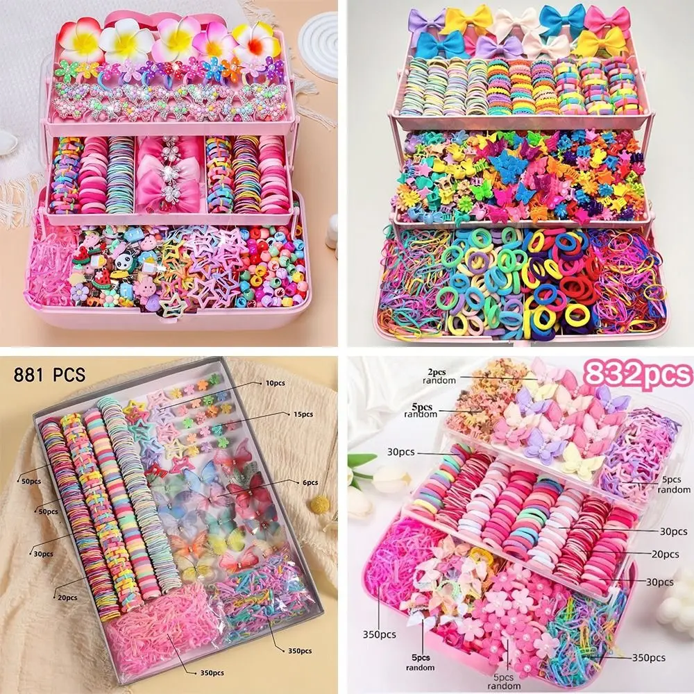 Hochelastisches Haarschmuck-Set mit Schleifen, Schonende Bunte Haarspangen und Haargummis für Mädchen und Kinder