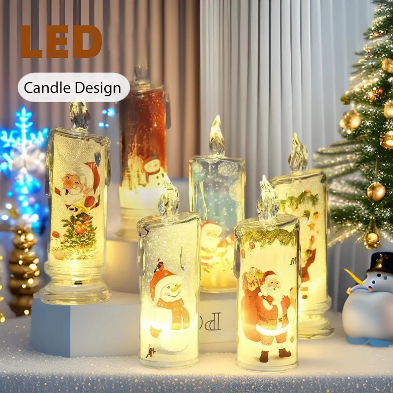 

2 Pack Christmas Simulation Candle Lights Holiday Decorative Ornaments With Base Ambient Lighting For Nighttime Illumination