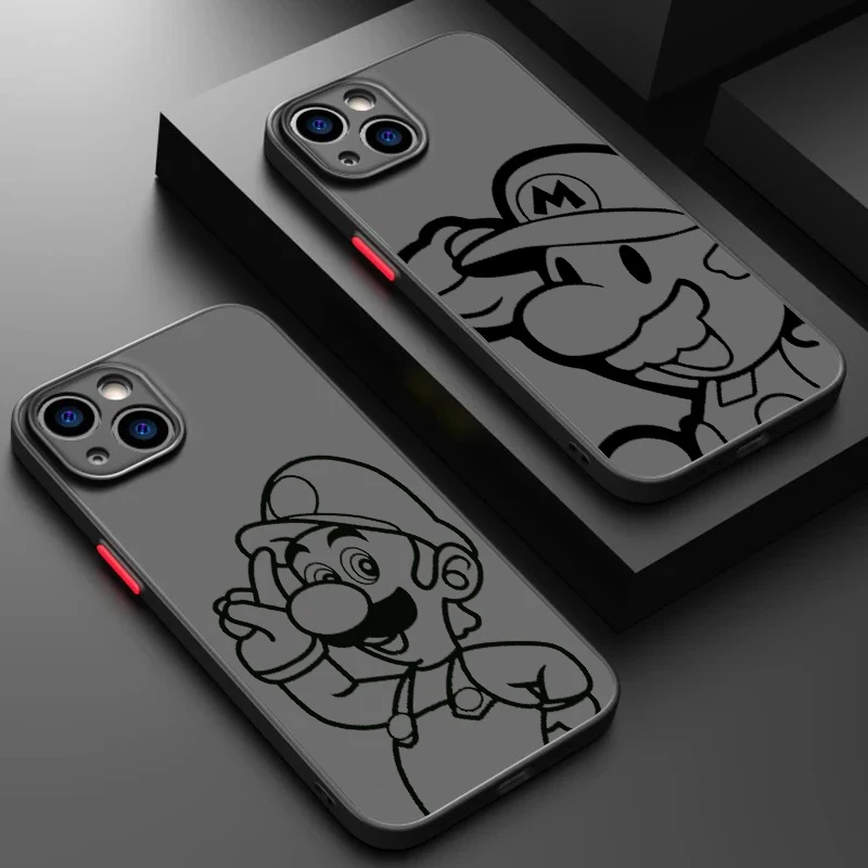 

Anime Super M-Marios Art Frosted Translucent For Apple iPhone 16 15 14 13 12 11 XS XR X Pro Max Plus Mini Matte Phone Case