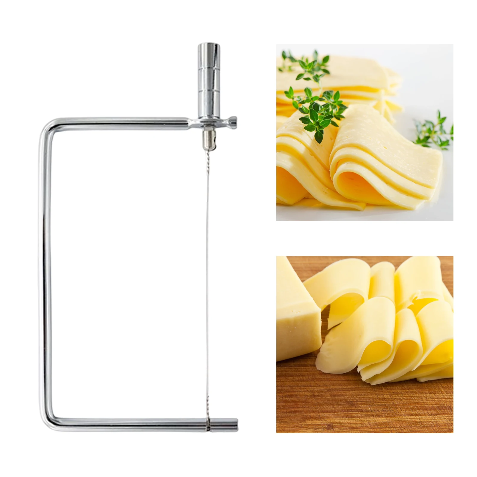 Stainless Steel Cheese Slicer Cutter Cutting Serving to Clean Cheese Slicer Wire for Kitchen Cheese Board Wire Slicer Cutter