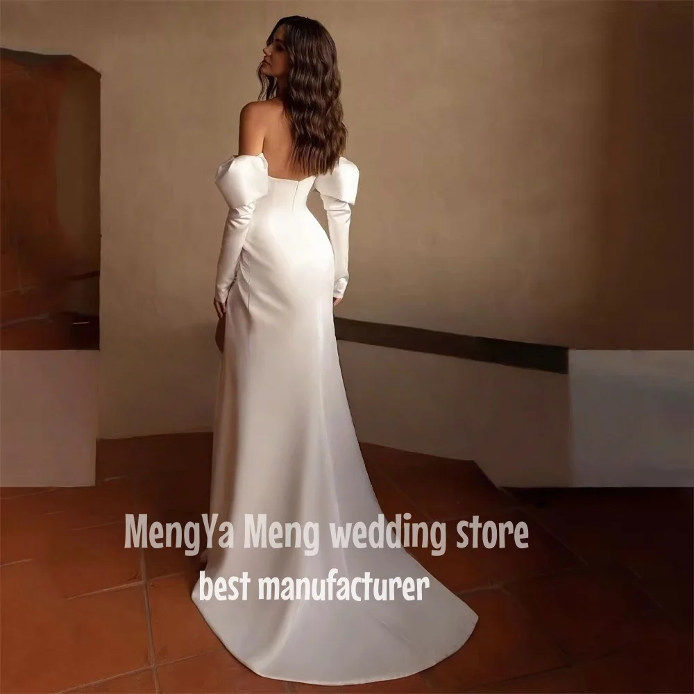 ZHUISHU elegante sirena vestido De Novia De manga larga mujeres espalda abierta lado plisado Sexy vestido De Novia Vestidos De Novia personalizado