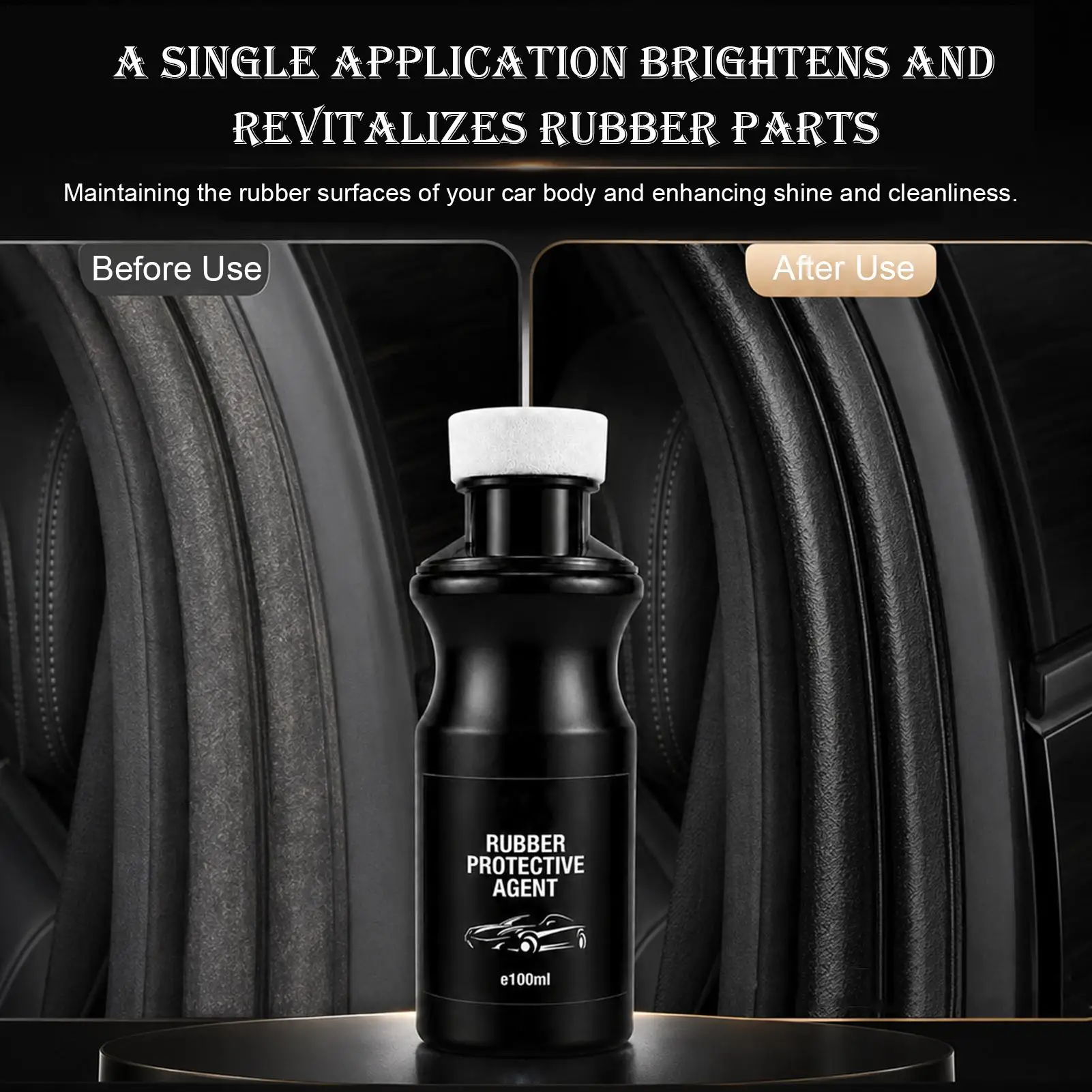 Car Rubber Care Restorer Agent Auto Window Seals & Sunroof Anti-Squeak Lubricant Protects Rubber Anti-aging Black Shine Seal