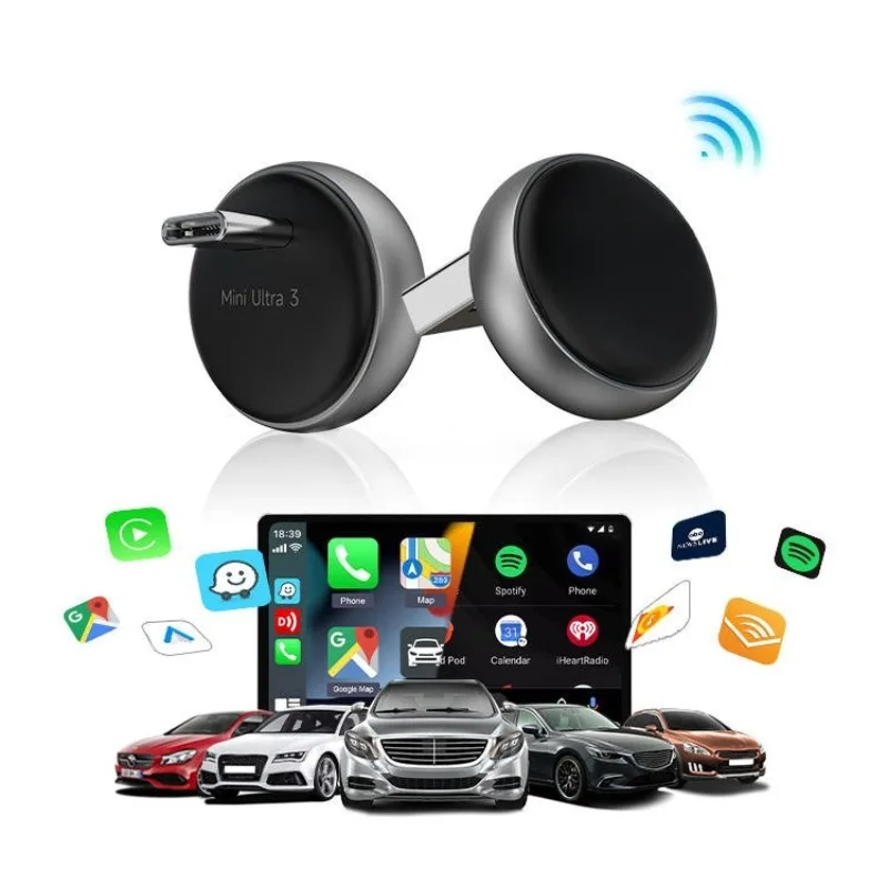 

CarlinKit Mini Ultra 3 CarPlay Android auto Wireless Adapter for Car infotainment Upgrade BT 5.4GHz Wifi 5.8GHz OTA Upgrade New